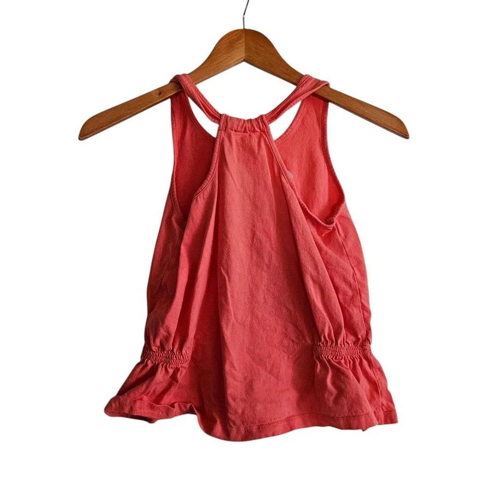Gymboree Dog Graphic Tank Top Ruffle Hem Sleeveless Coral Size 10